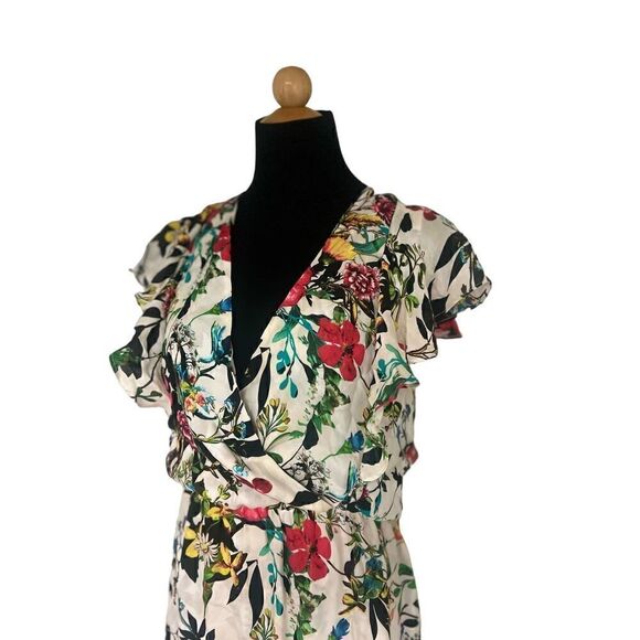 Parker 100% Silk Floral Constance Flutter- Blouson Dress Women Size S - Picture 8 of 16